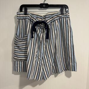 Chinti & Parker Womens Blue Striped Drawstring Culottes Shorts Size Small 6